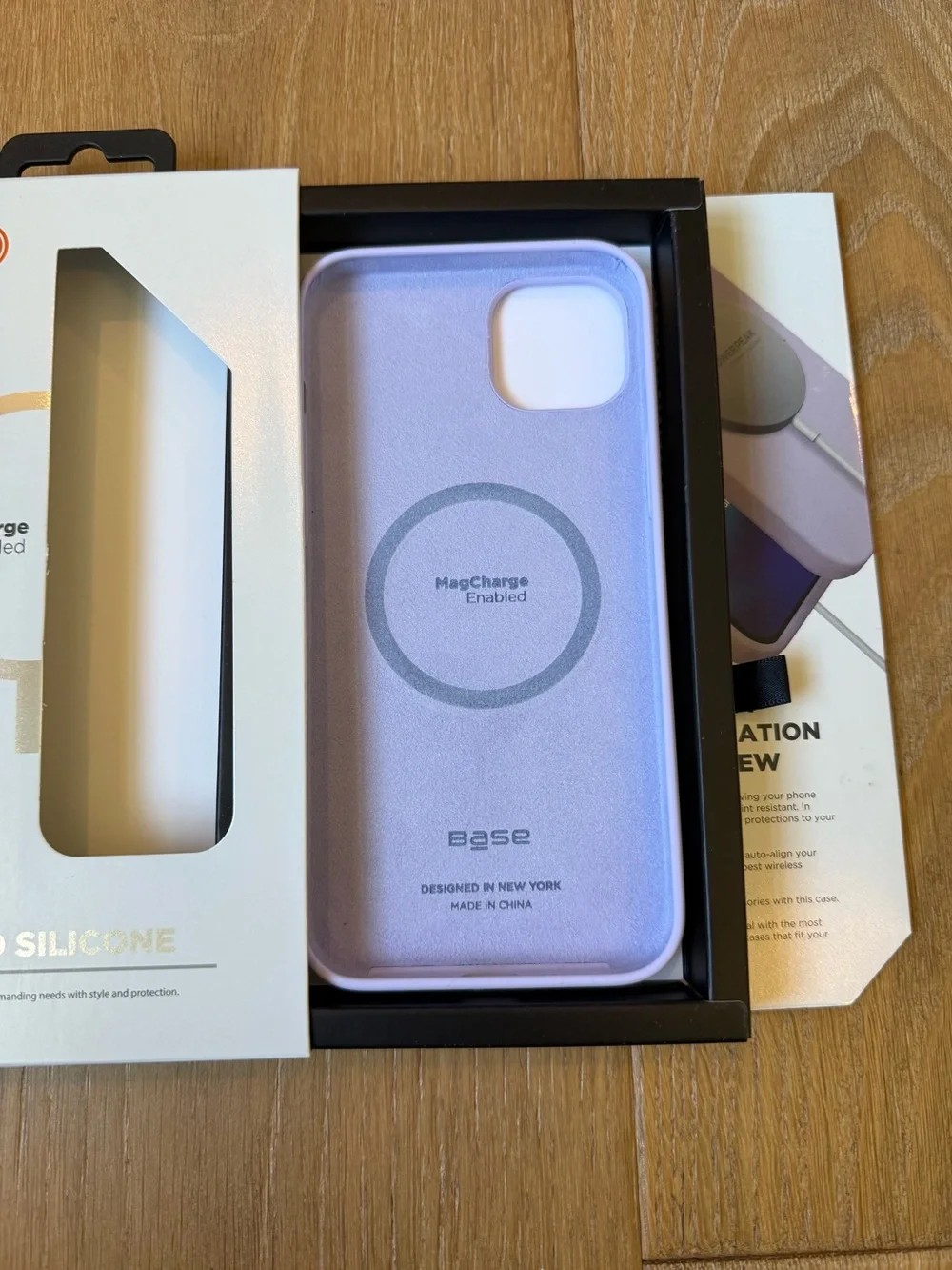 New Base Liquid Silicone MagCharge Case for iPhone 14 Max - Lavender Purple Case